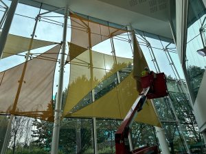 Installation of Interior sails at BP